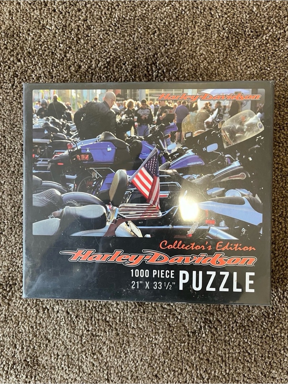 Harley-Davidson Black and Purple Motorcycle Puzzle Box Art